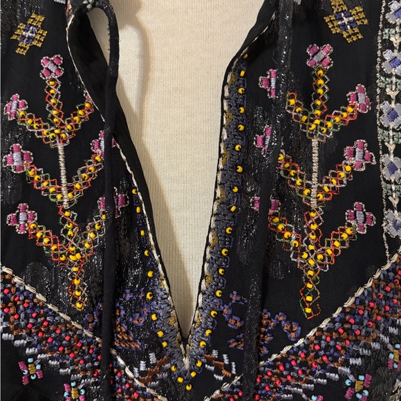 ZARA EMBROIDERED JACQUARD BLOUSE - Picture 12 of 14